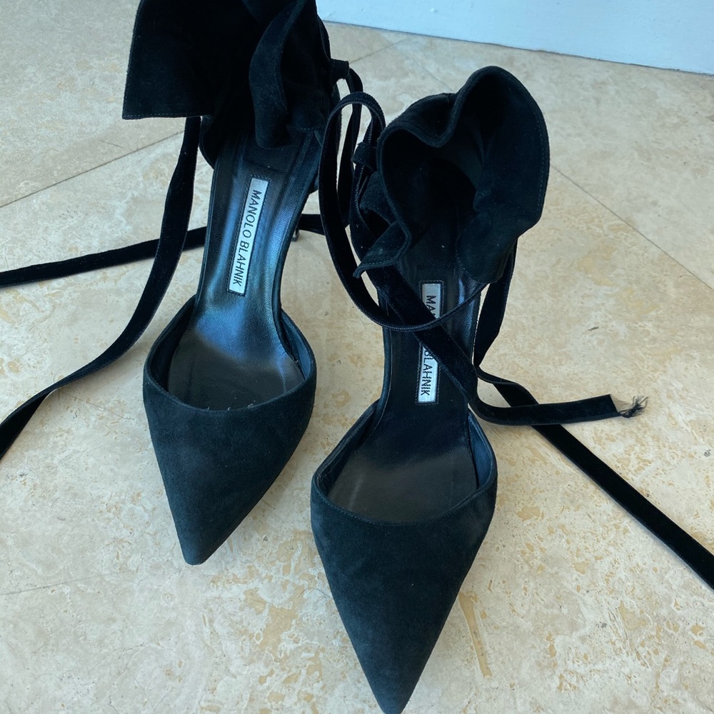 Manolo Blahnik Black Suede Heels